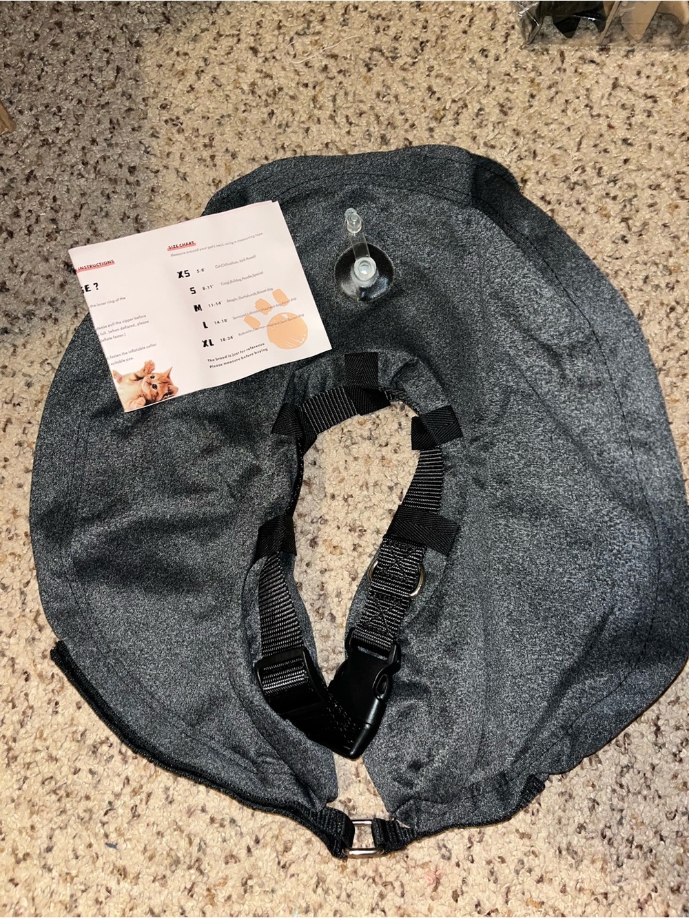 Adjustable Inflatable Gray Pet Recovery Collar